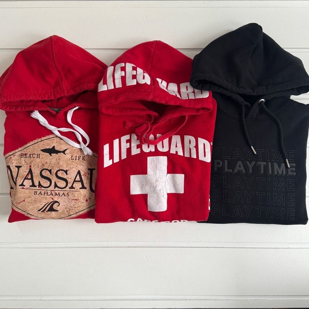 Lifeguard, Bahamas, & Google Play Men's Sweatshirt Hoodie Lot 1 XXS 2 Small